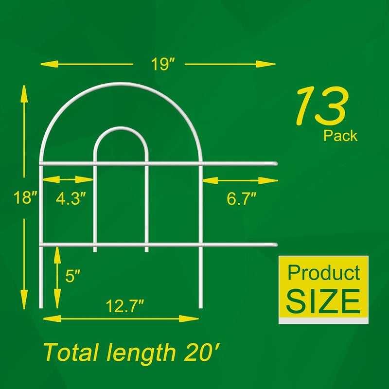 FOREHOGAR Decorative Garden Folding Border Fence 18in X20ft Rustproof Metal Wire Edging Flower Bed Fences Panel Outdoor White Garden Fencing Edge Patio Landscape - Image 3